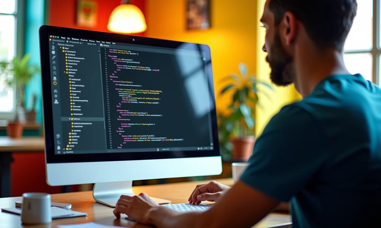 Desenvolvedor web trabalhando com media queries.