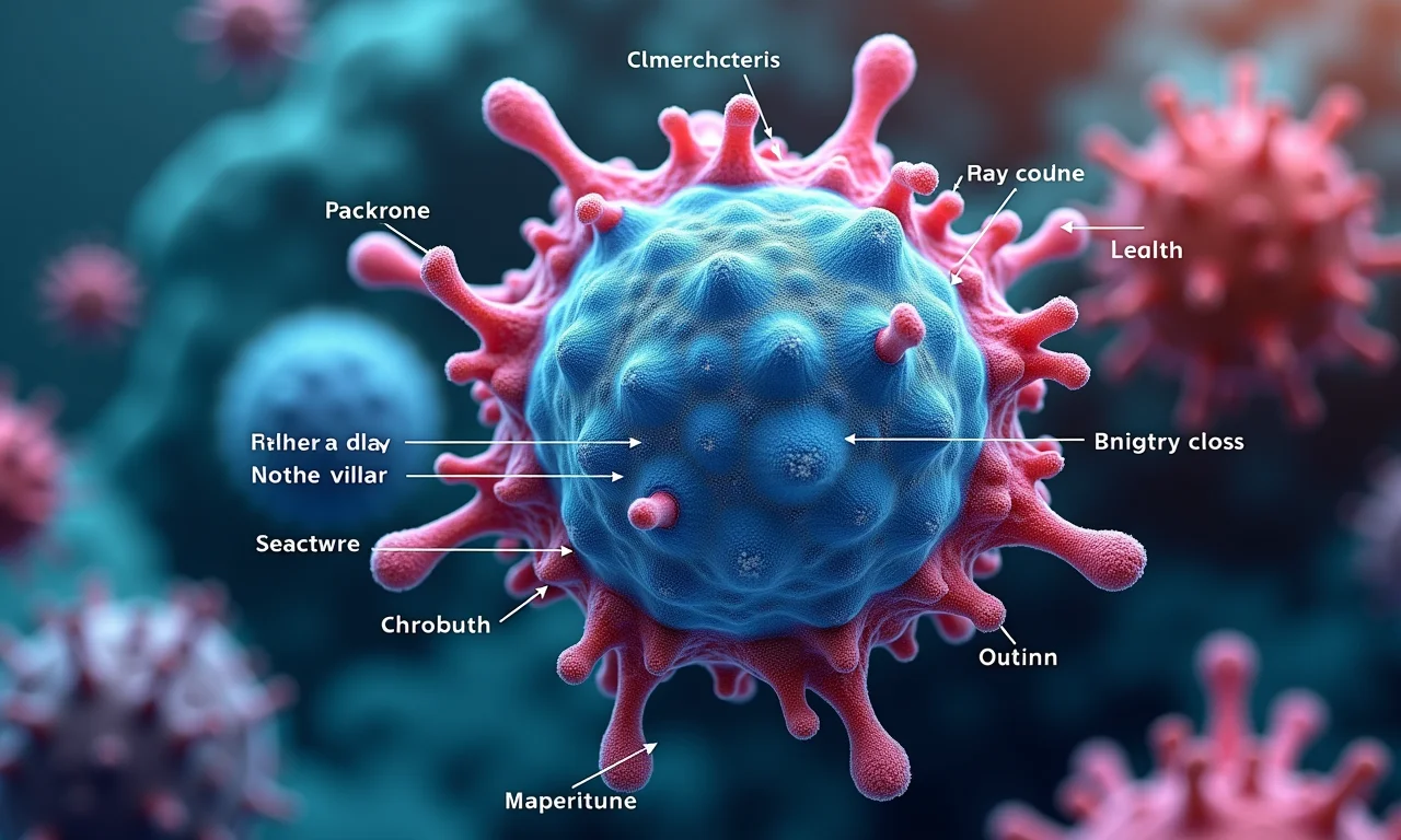 Diagrama da estrutura simplificada de uma bactéria com colônia de cianobactérias ao redor.