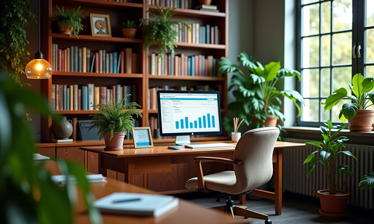 Escritório aconchegante de professor em universidade federal.