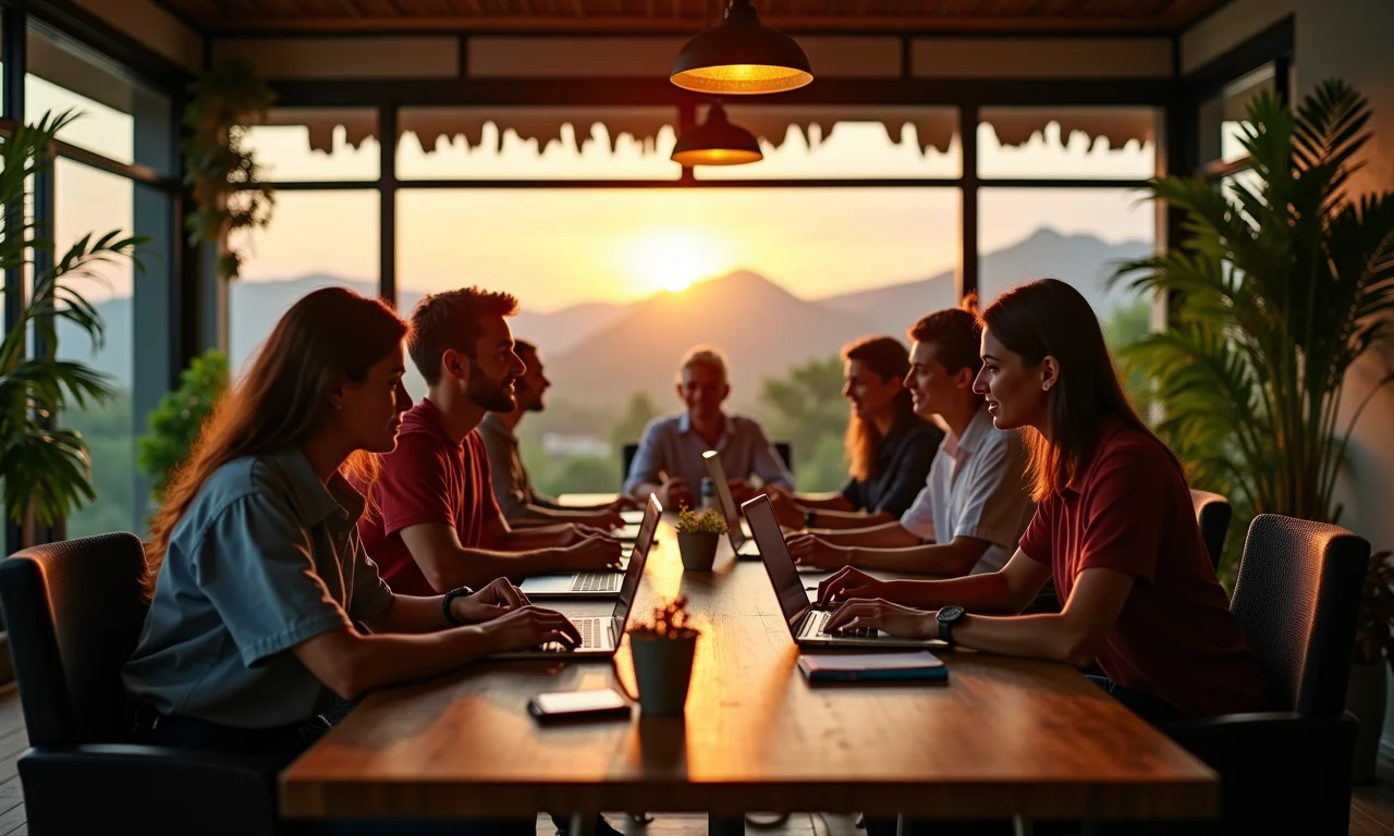 Espaço de escritório aberto com colaboradores, representando a cultura consciente.