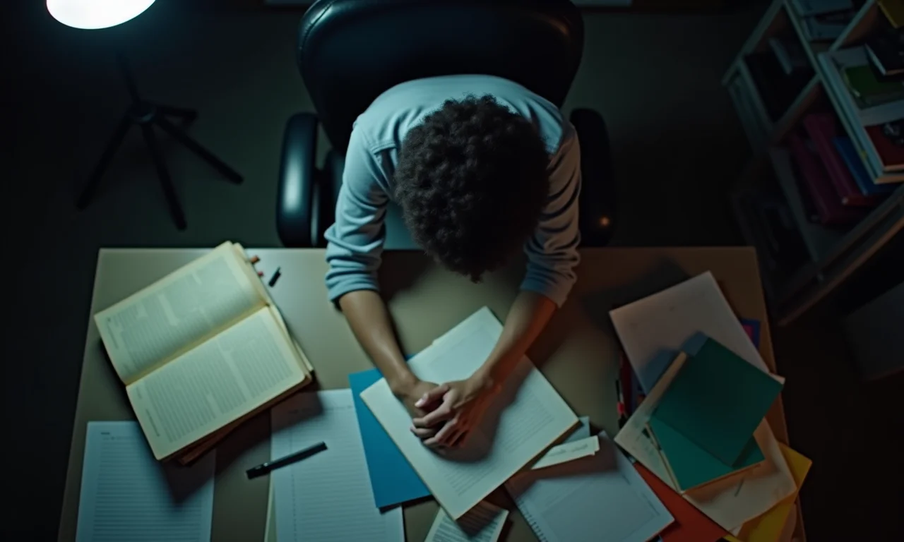 Estudante estressado em sua mesa, representando as desvantagens do curso tecnólogo.