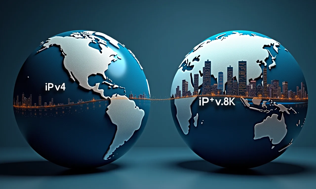 Evolução dos protocolos de internet: IPv4 vs. IPv6.