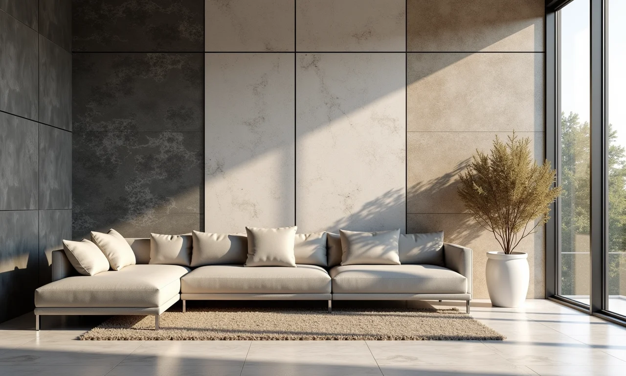 Exemplos de diferentes tipos de pedra para decoração de salas.