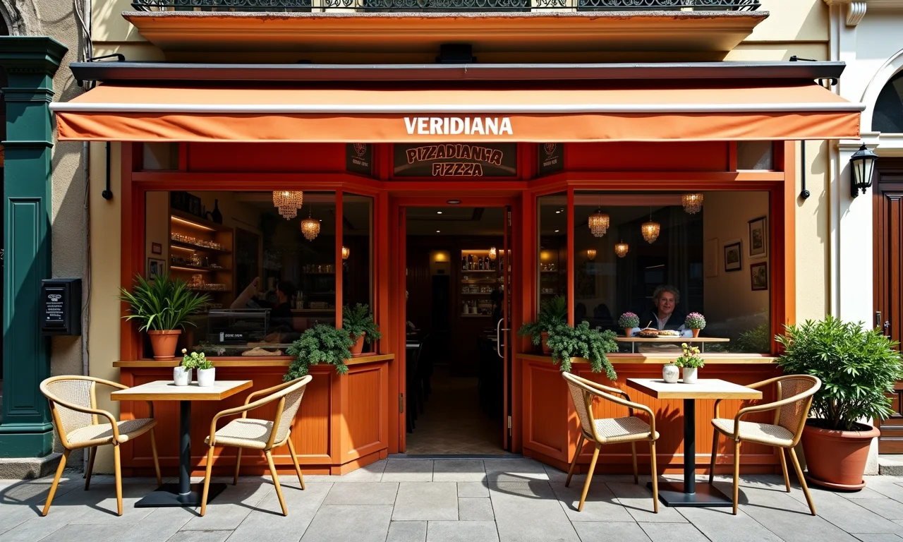Fachada charmosa da Veridiana Pizzaria em São Paulo.