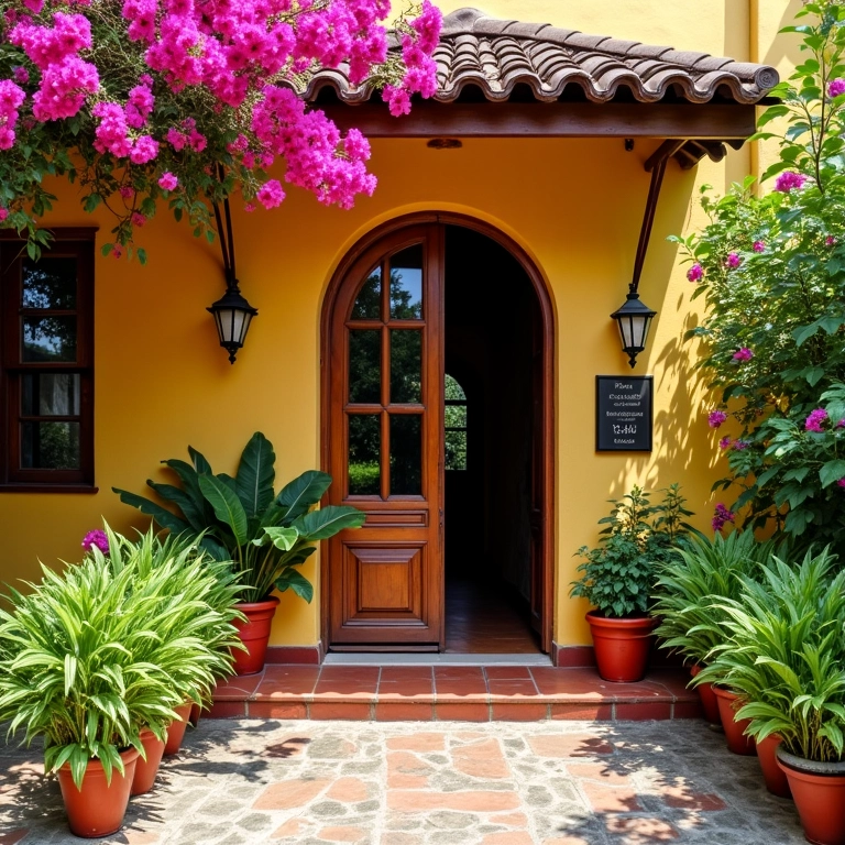 Onde Ficar em Paraty: Dicas de Pousadas Fachada colorida de uma pousada charmosa em Paraty, Brasil.