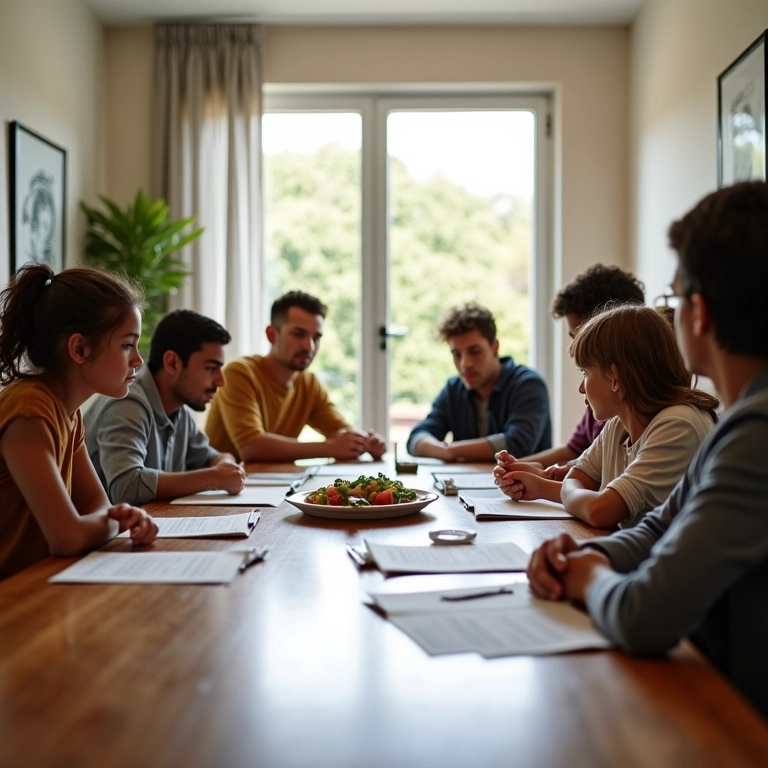 Família diversa reunida para evitar disputas por herança.