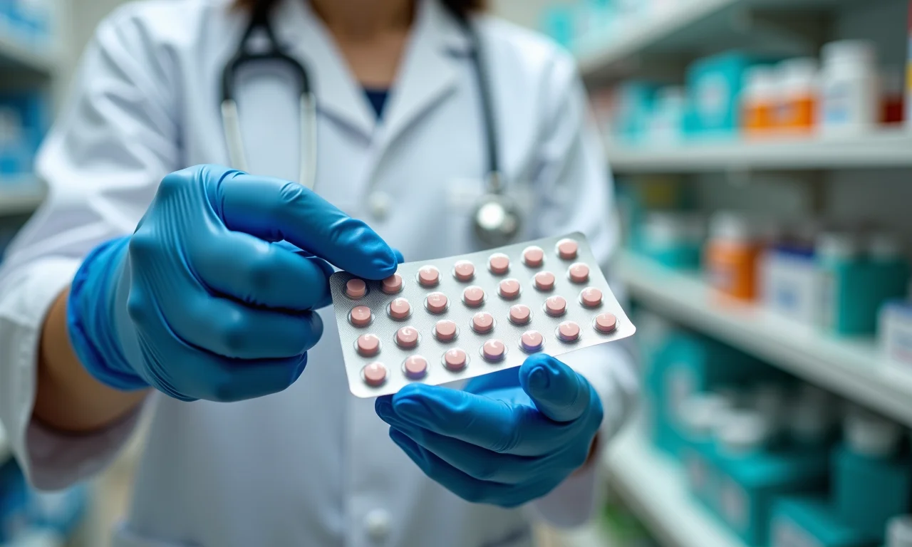 Farmacêutico mostrando cartela de dexametasona, representando sua potência.