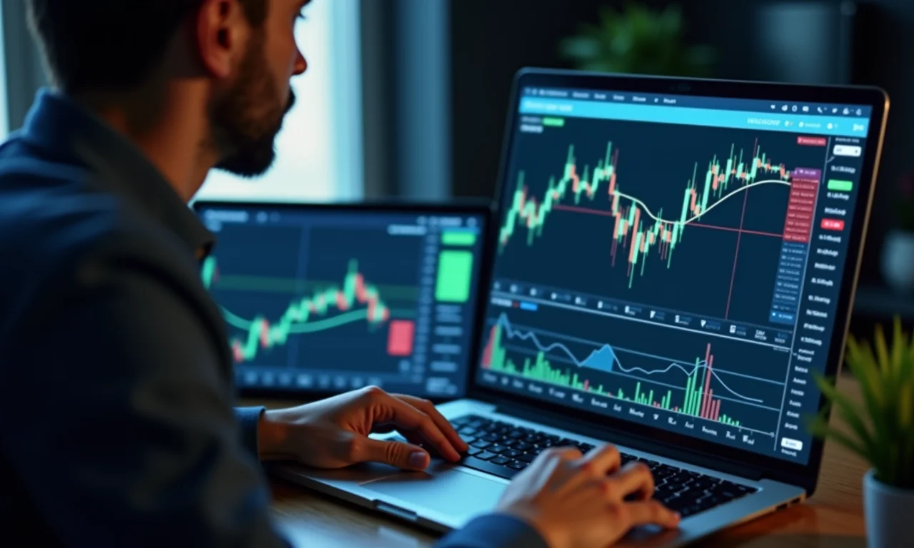 Gráficos do mercado de ações com logos de empresas, representando múltiplos de mercado.