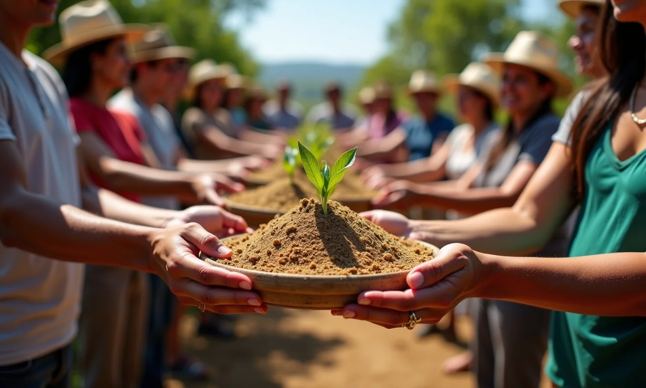 Grupo diverso recebendo partes iguais de recursos, representando distribuição socialista de renda.