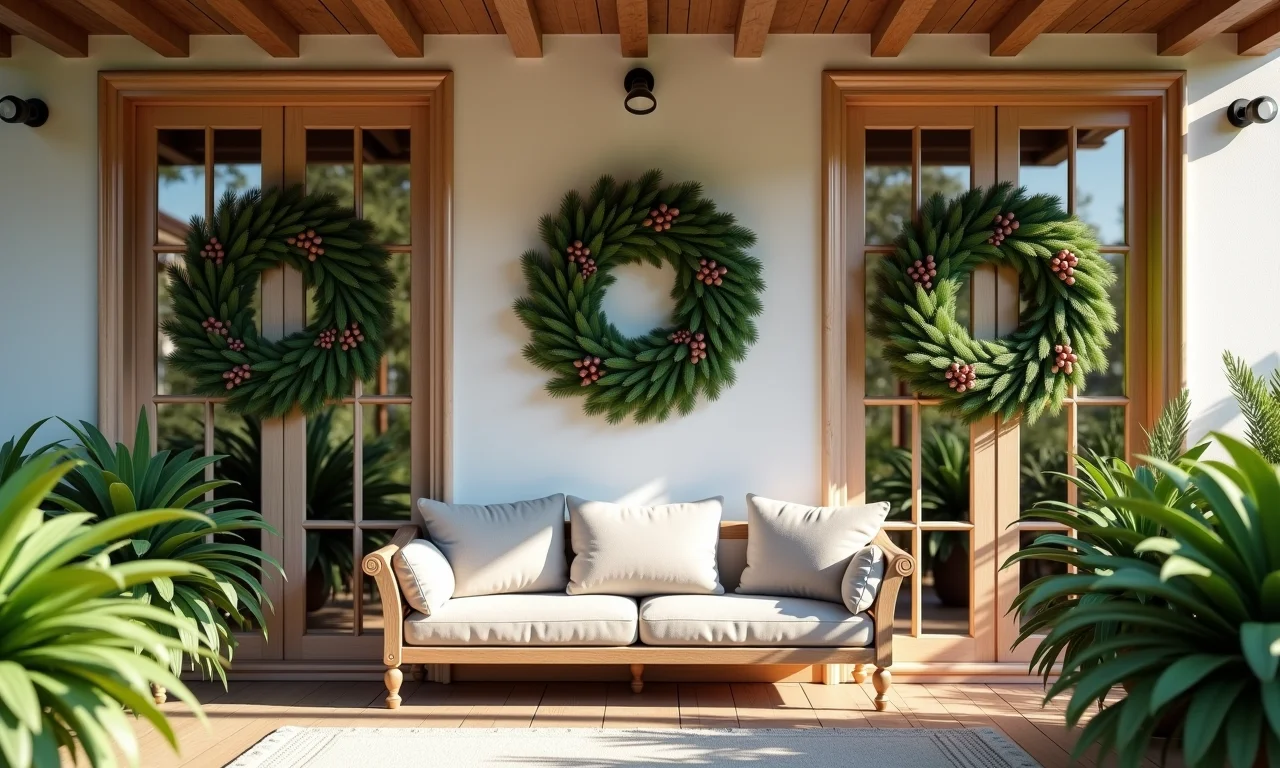 Guirlandas clássicas adornando janelas de uma casa com estilo brasileiro.