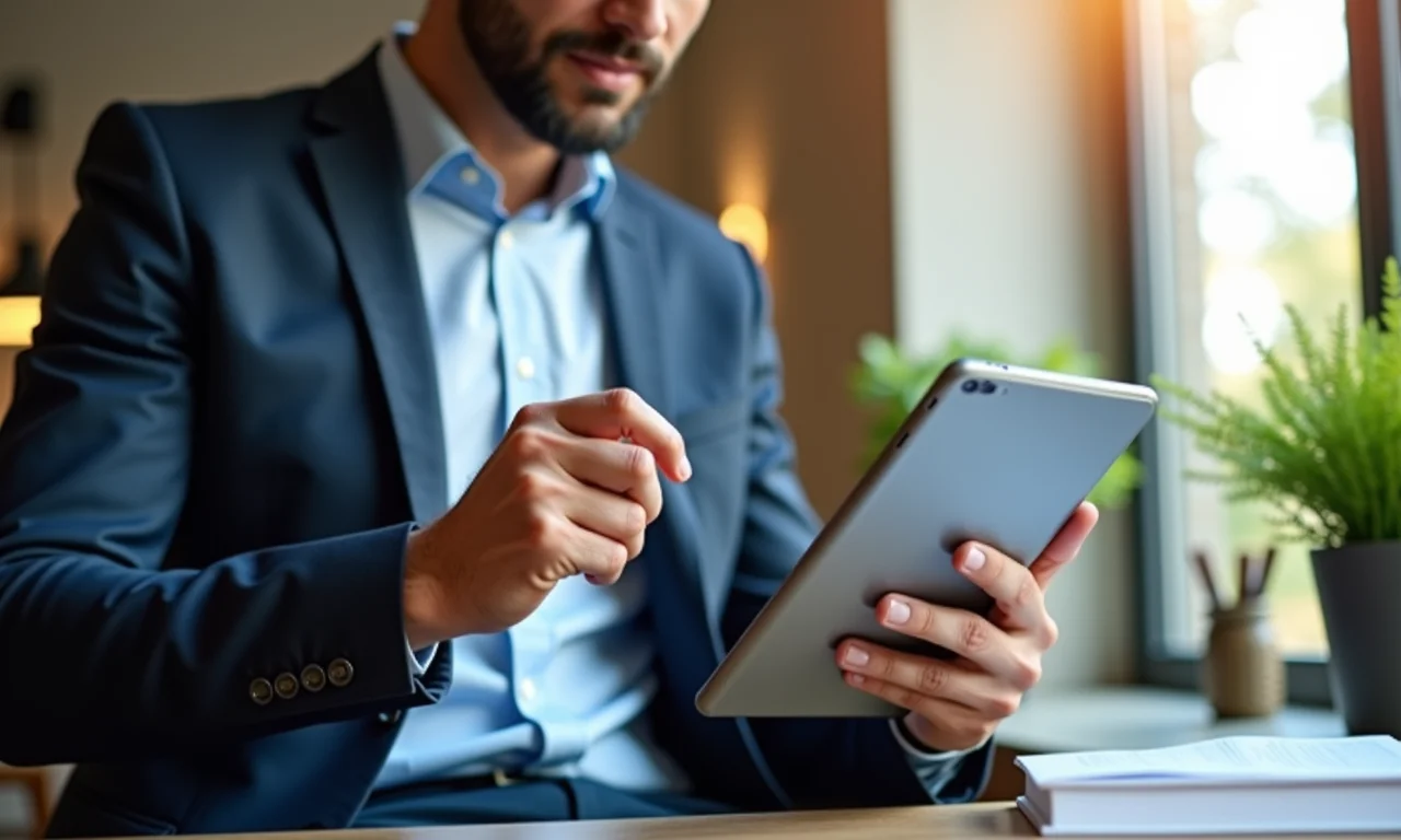 Homem submetendo intenção de compra de ações.