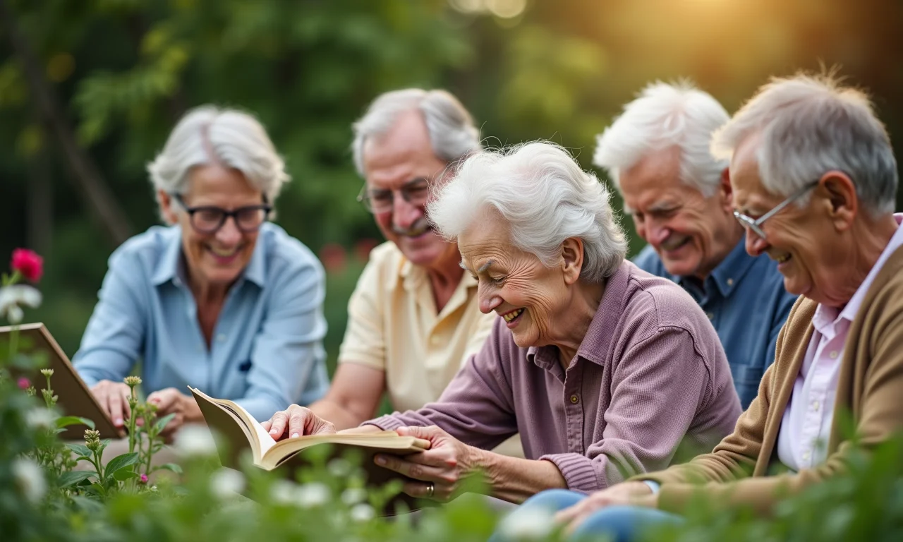 Idosos diversos desfrutando de atividades, representando o direito à previdência social.
