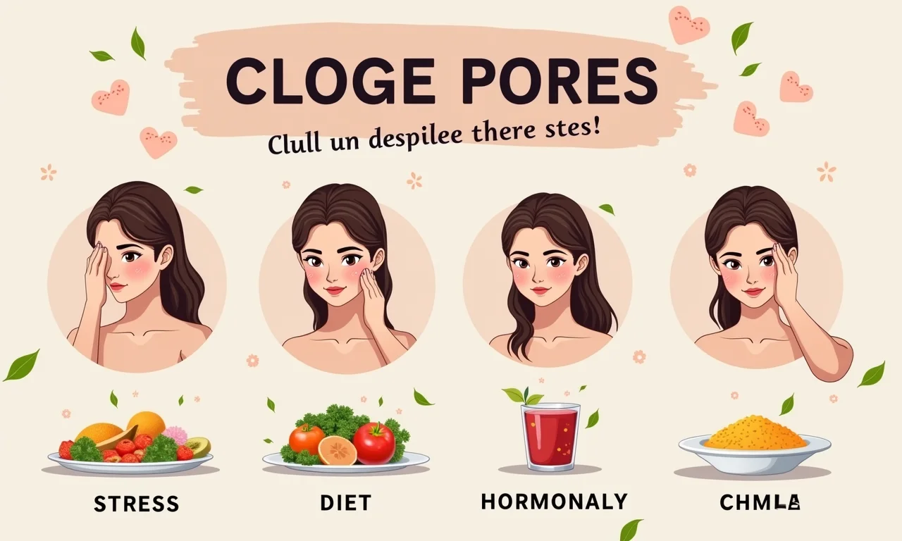 Ilustração dos fatores que causam o aparecimento de cravos na pele.