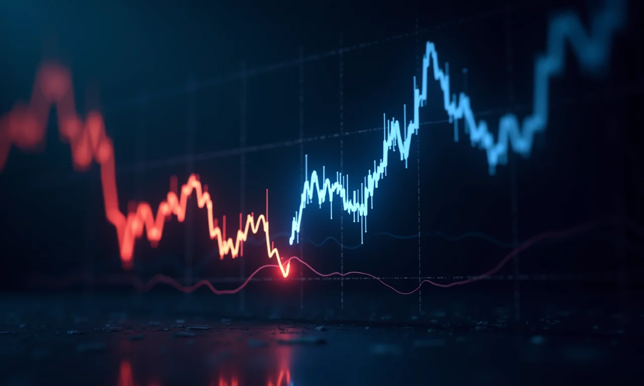 Infográfico animado mostrando a bolsa caindo e sendo interrompida pelo circuit breaker.