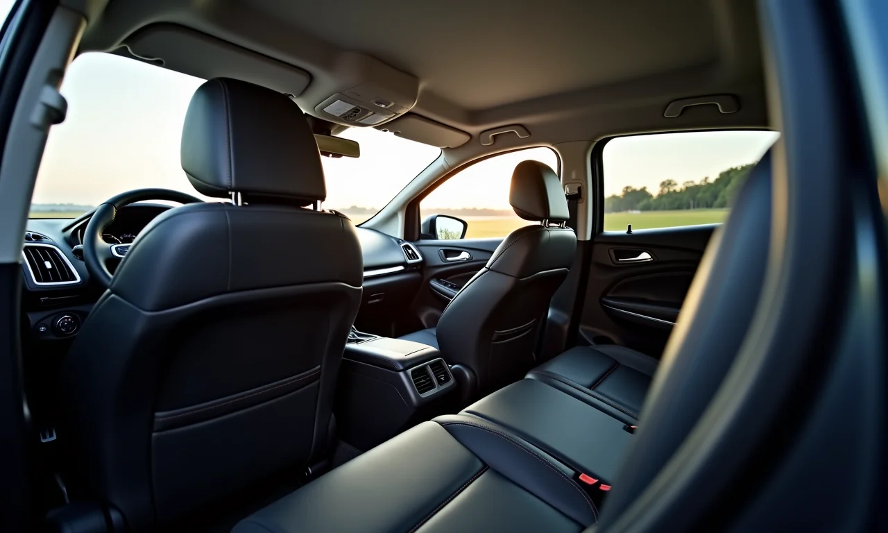 Interior da Ecosport Titanium com bancos de couro e acabamento premium.