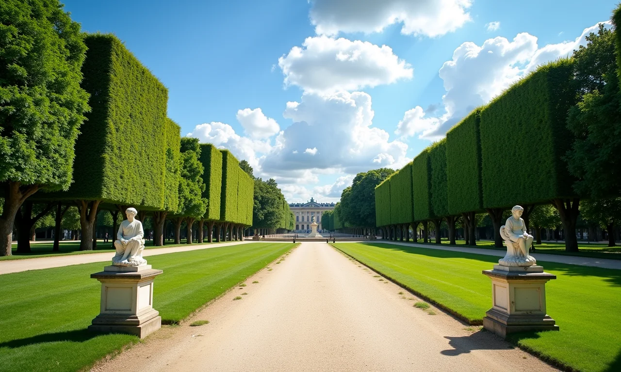 Jardins de Luxemburgo em Paris com gramados bem cuidados.