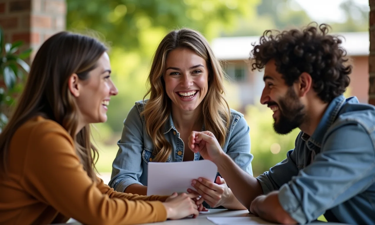 Jovens adultos discutindo as vantagens de cursos de extensão e pós-graduação.
