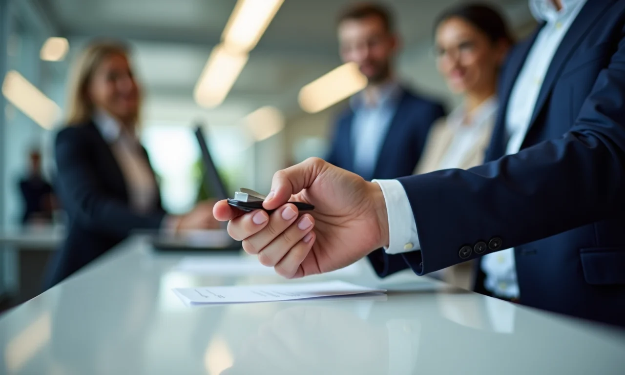 Mão pagando uma taxa governamental em um balcão de banco.