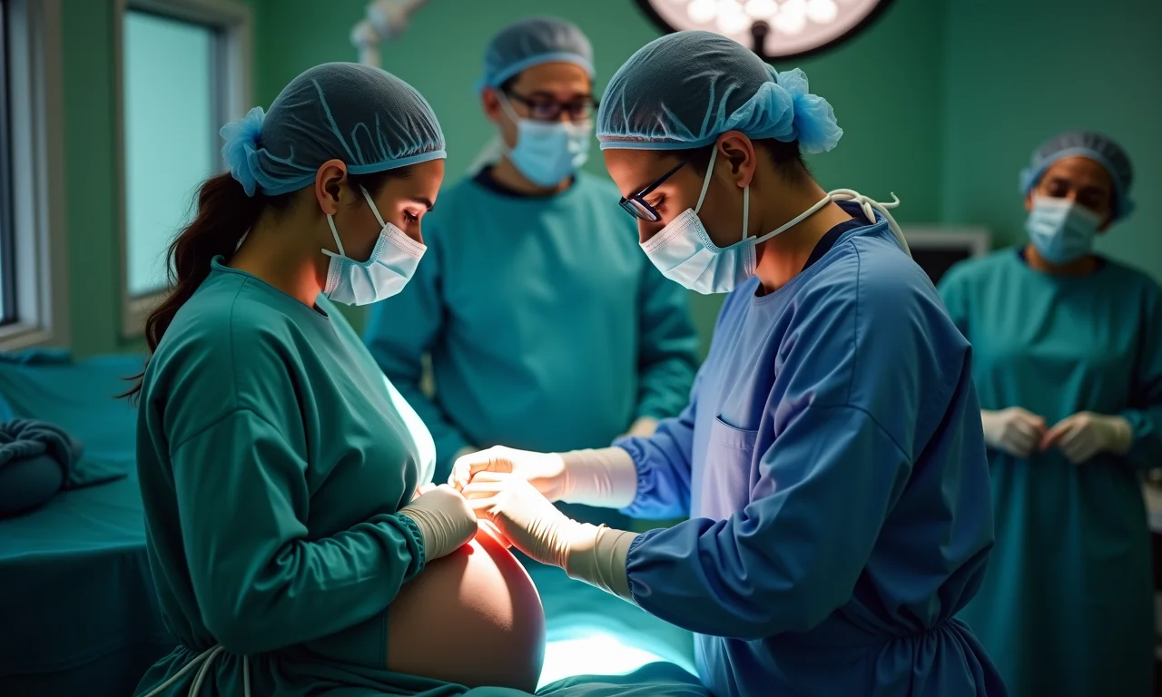 Médico realizando procedimento em gestante sem consentimento.