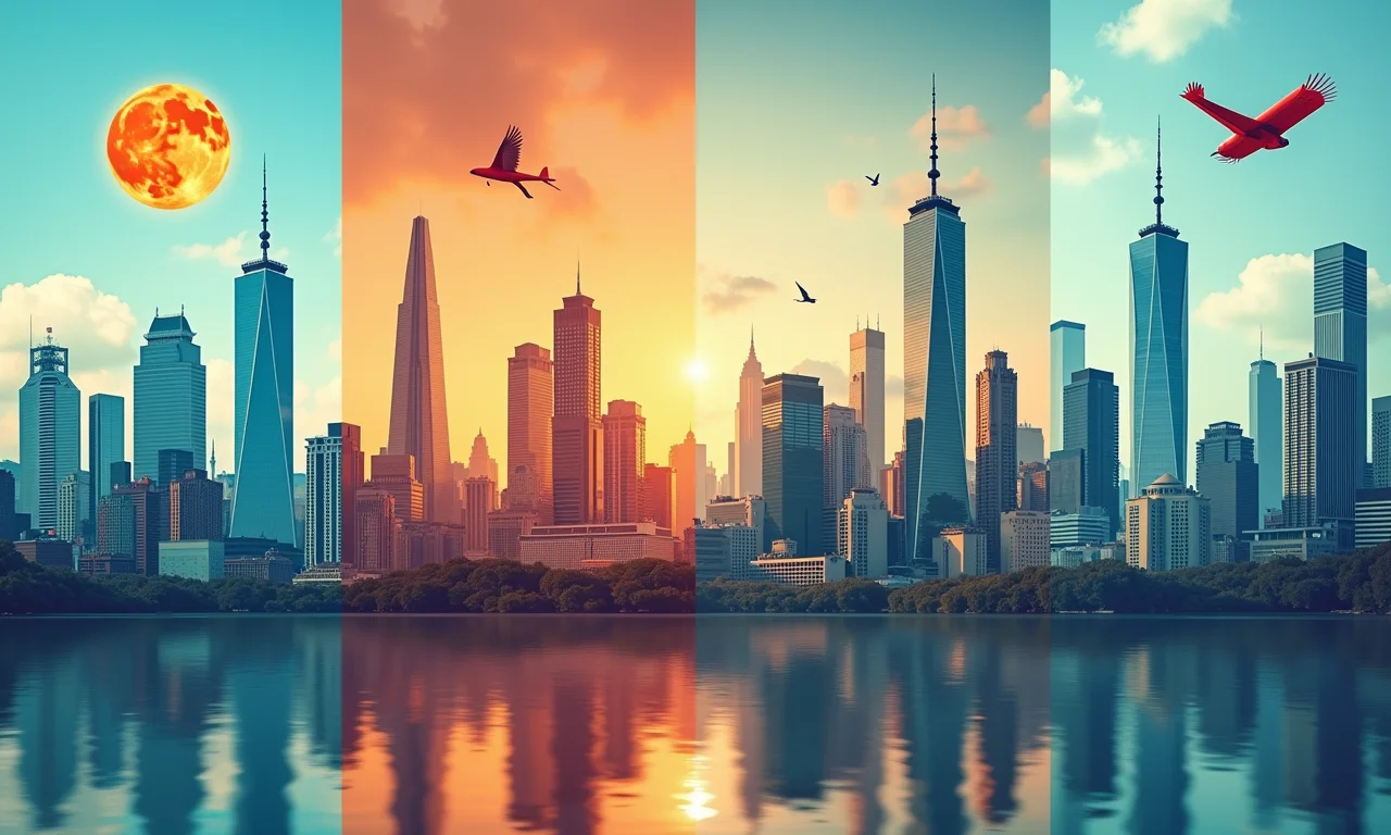 Montagem com diferentes tipos de capitalismo: livre mercado, estatal e misto.