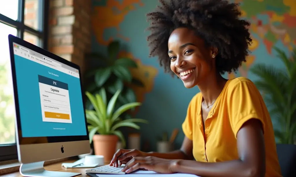 Como Declarar Recebimento de PIX no Imposto de Renda Mulher brasileira declara Imposto de Renda online, comprovante de PIX na tela.