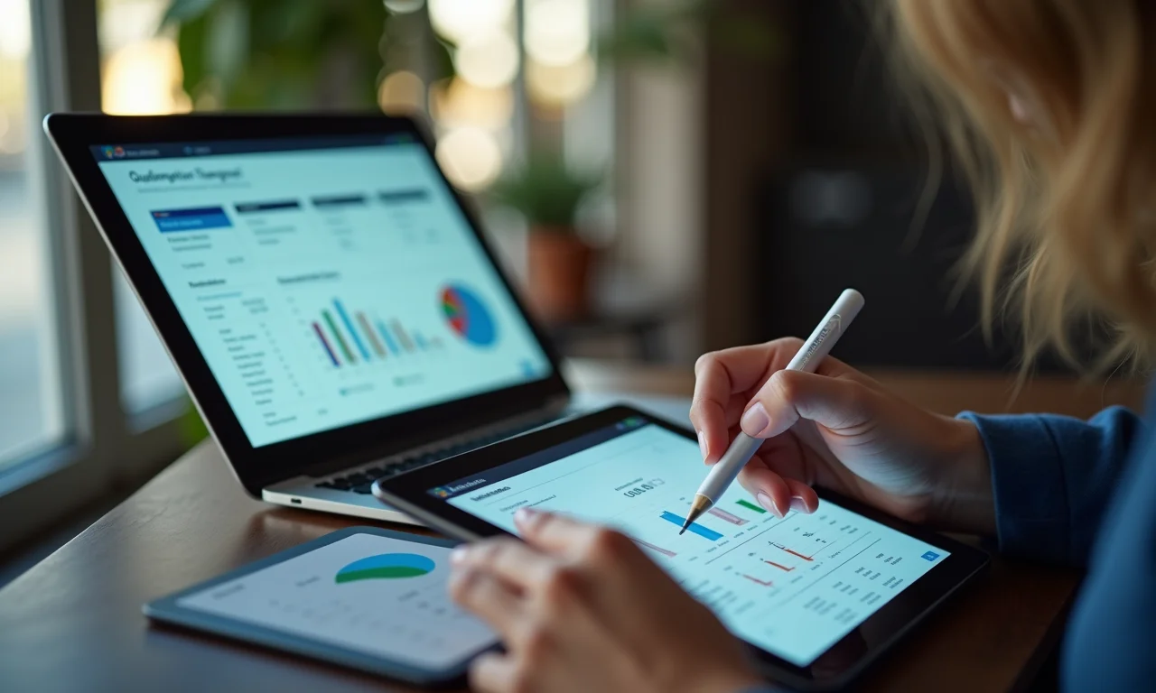 Mulher brasileira preenchendo questionário online para pesquisa quantitativa.