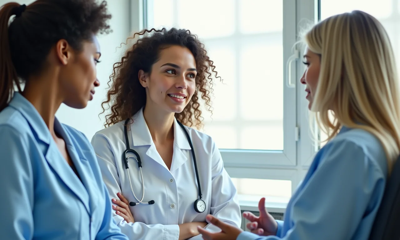 Mulher consultando endocrinologista sobre sintomas.