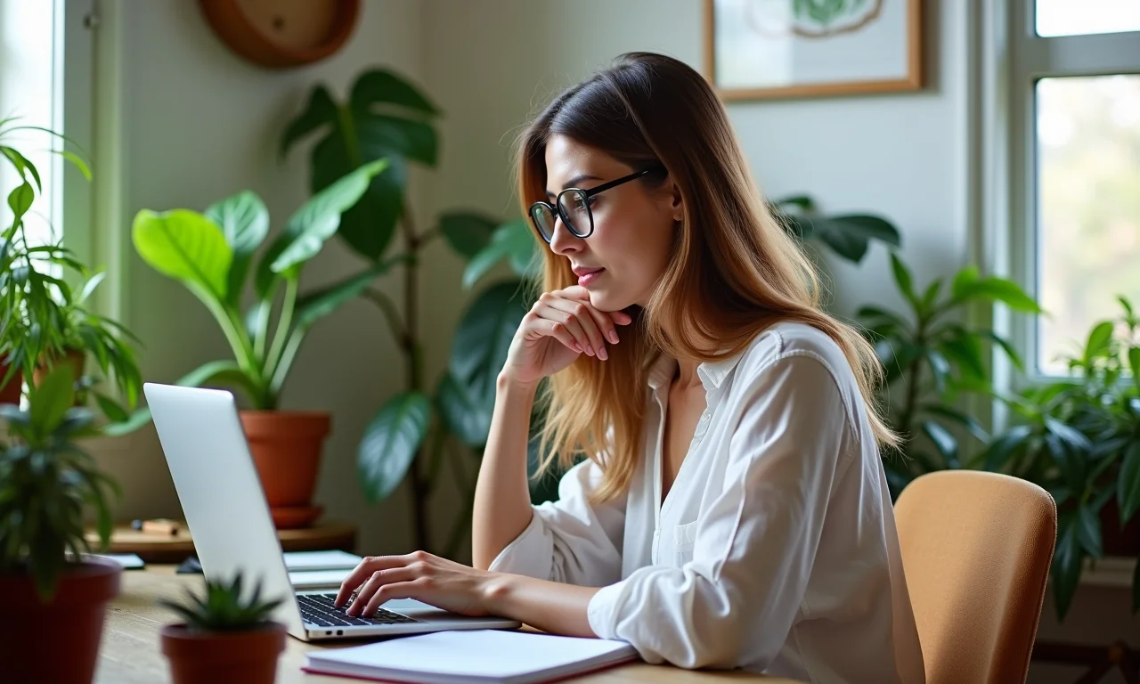 Mulher estudando pedagogia EAD com flexibilidade em casa.