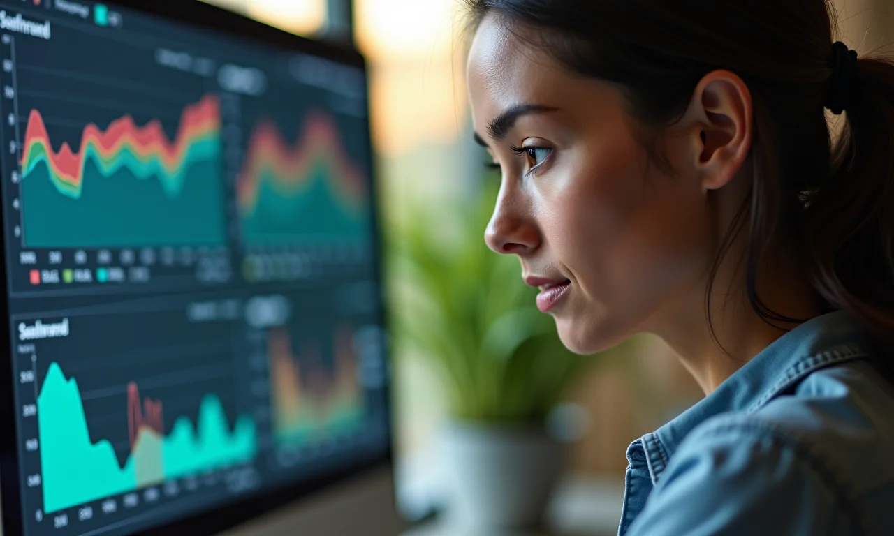 Mulher gerenciando prazos em software jurídico.