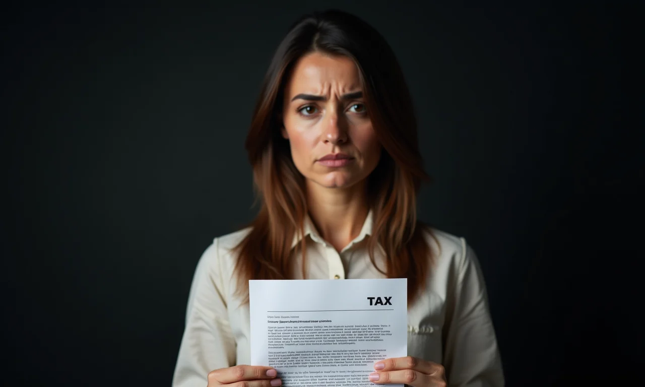 Mulher preocupada recebe notificação fiscal por não declarar PIX.