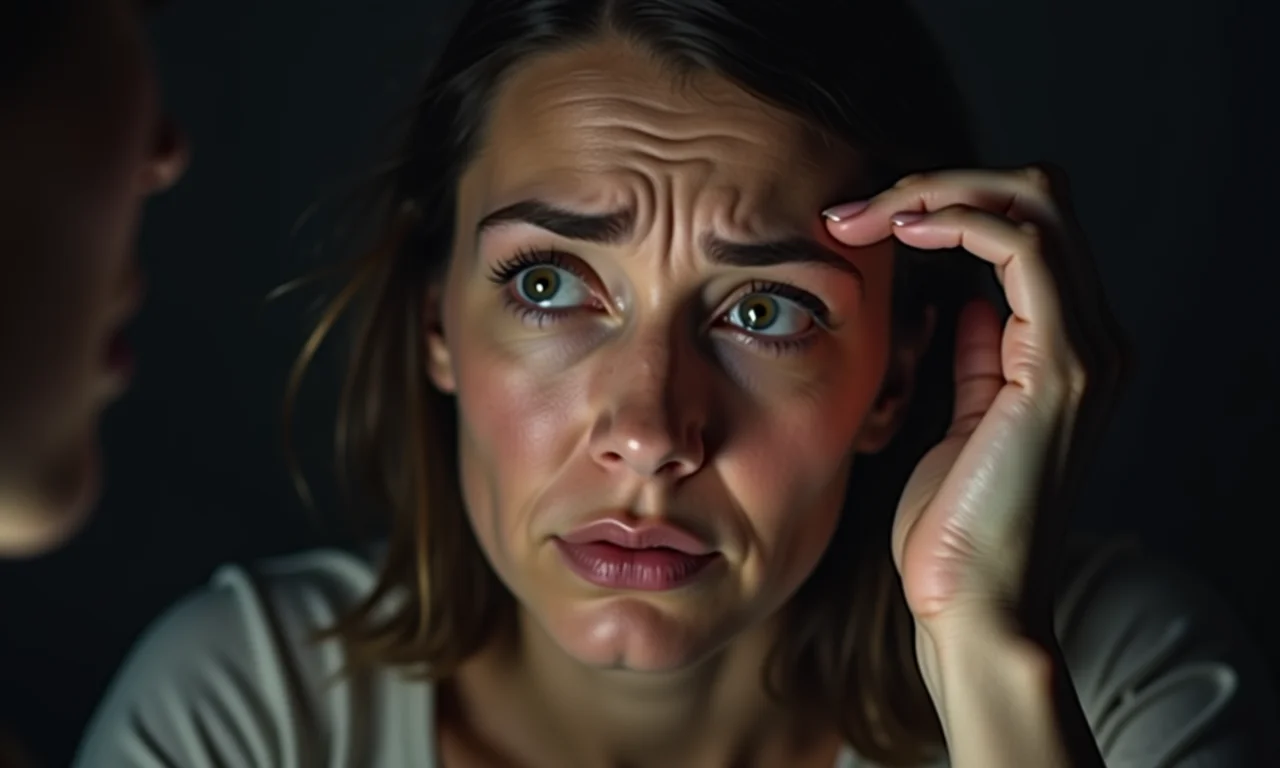 Mulher preocupada vendo queda de pelos na sobrancelha.