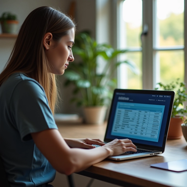 Mulher registrando um boletim de ocorrência online por ciberbullying.