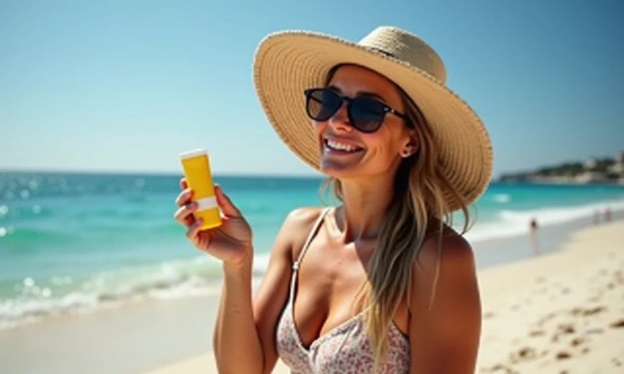 Mulher se preparando para sua primeira experiência naturista na praia.