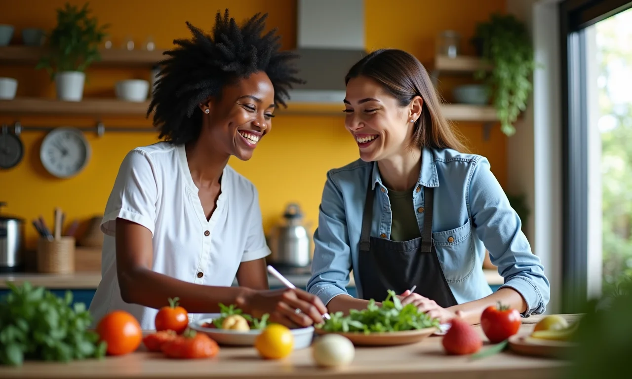 Nutricionista e cliente planejando refeição.