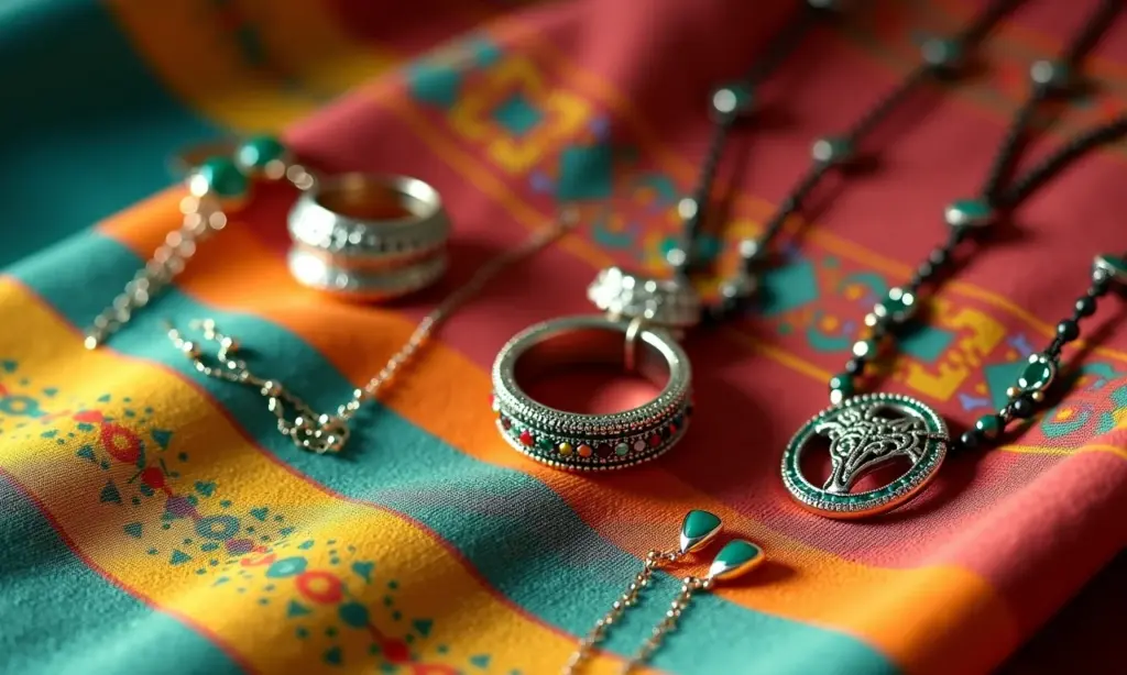 Como organizar bijuterias: 10 ideias criativas Organização criativa de bijuterias em tecido colorido brasileiro.