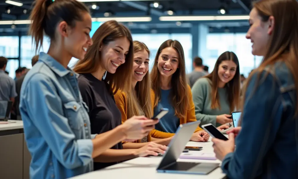 Qual a Melhor Época do Ano Para Comprar Eletrônicos? Pessoas comprando eletrônicos em loja com promoções.