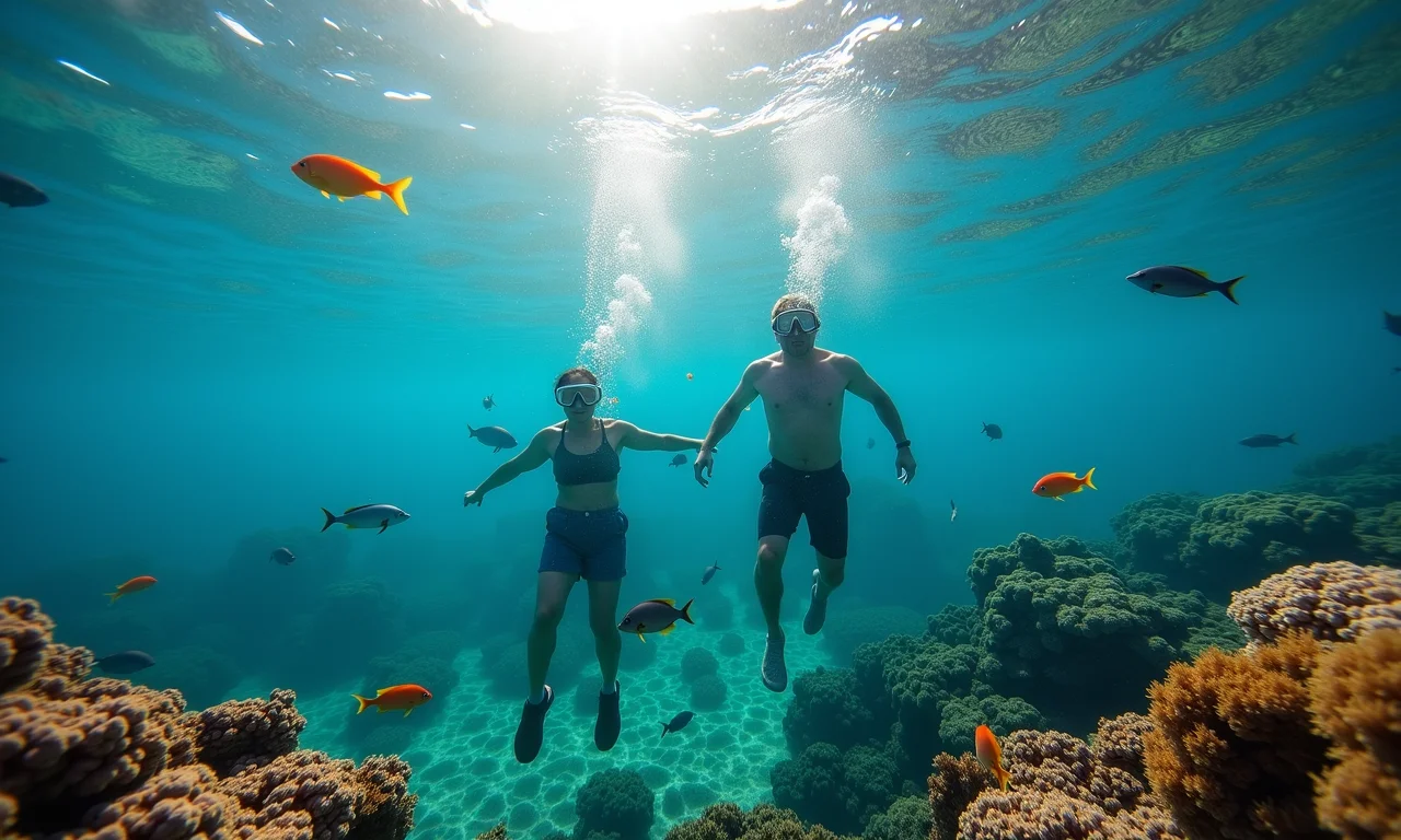 Pessoas nadando nas piscinas naturais da Pajuçara, Maceió.
