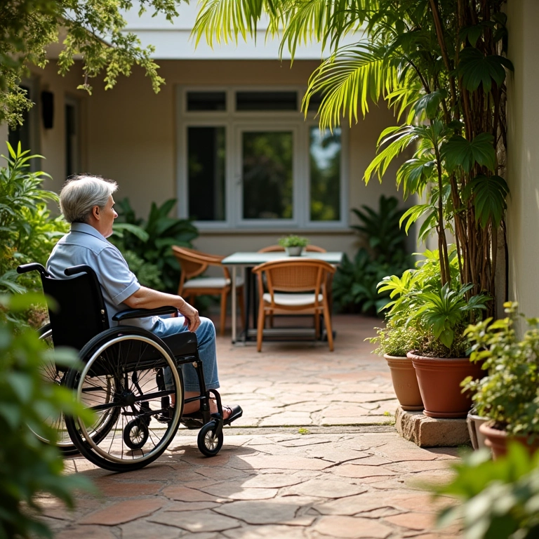 Pousada acessível em Paraty com rampa e área de descanso.