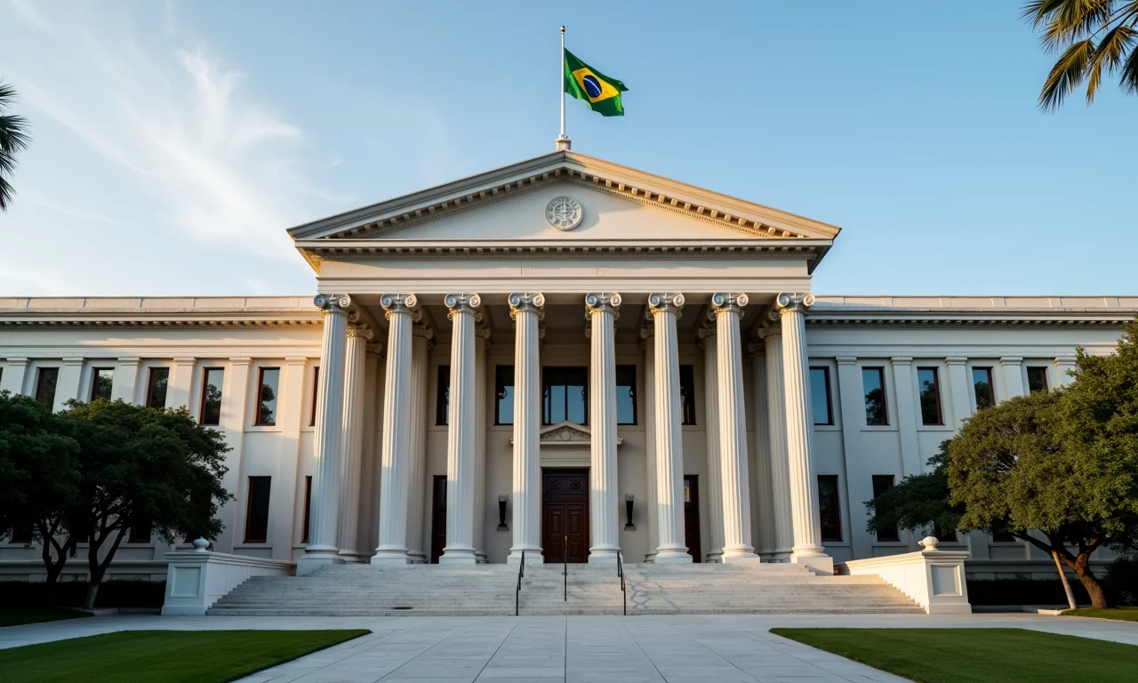Prédio do Supremo Tribunal Federal do Brasil com bandeiras federais, representando a intervenção federal.