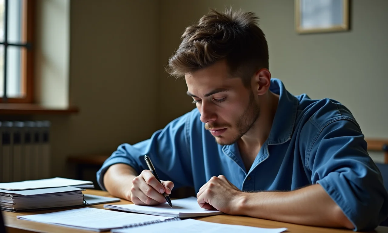 Preso estudando com determinação, focado na redução da reincidência criminal.