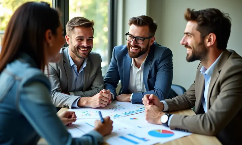 Profissionais diversos analisando dados financeiros sobre investimentos em educação.