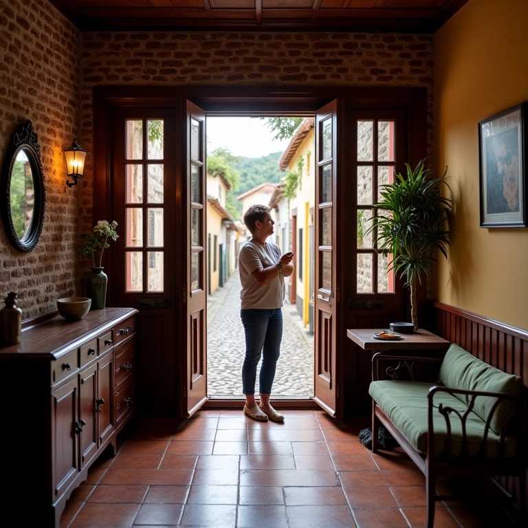 Quarto aconchegante em pousada no centro histórico de Paraty.
