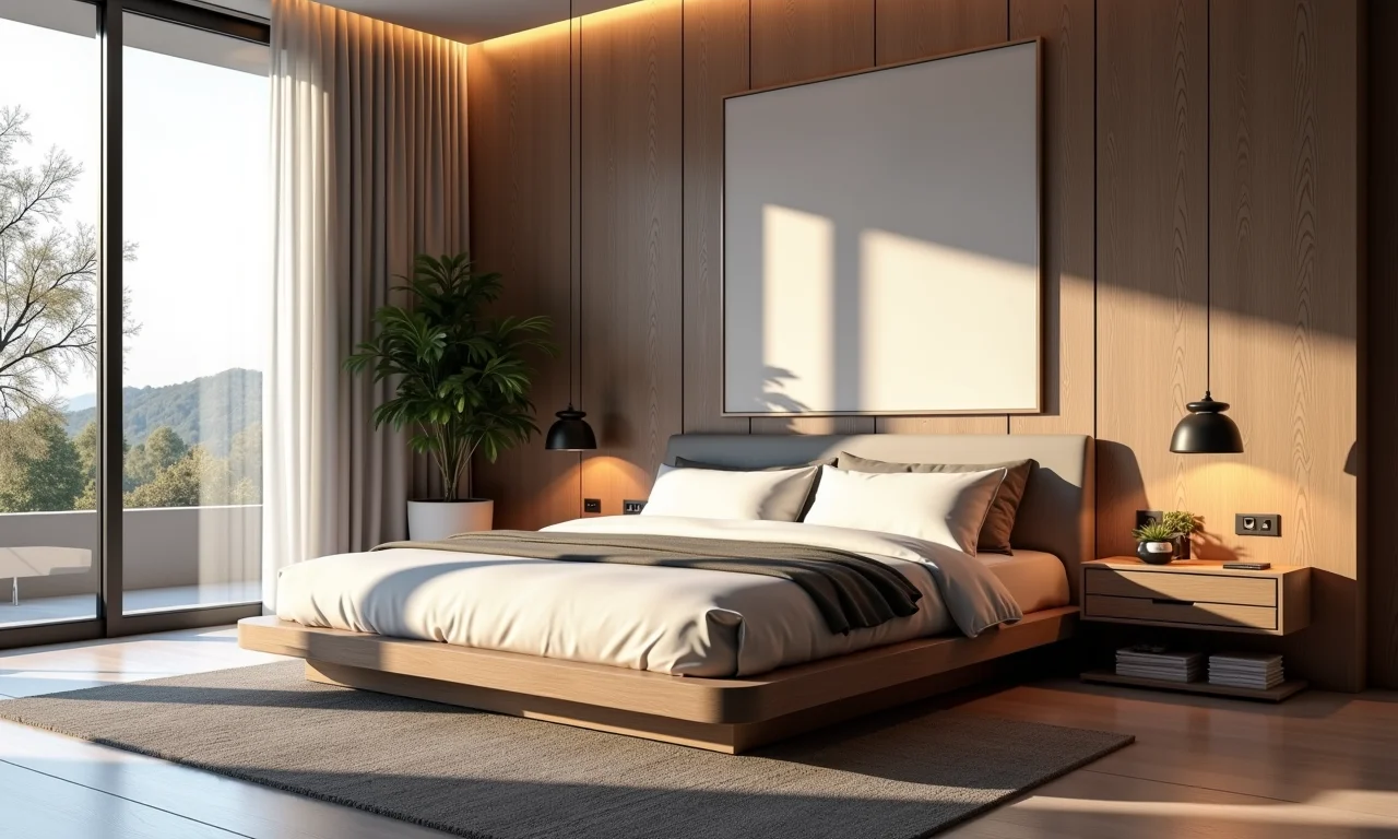 Quarto moderno com cama de casinha da marca Y, design elegante e minimalista.