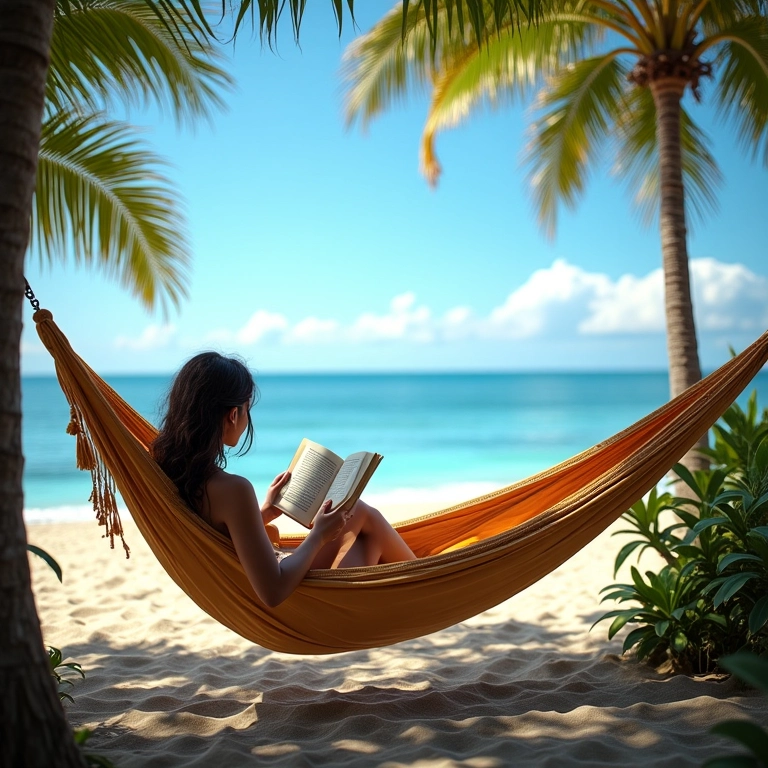 Rede com vista para o mar em pousada perto das praias de Paraty.