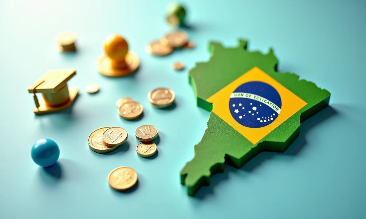 Representação gráfica de recursos financeiros alocados à educação no Brasil.