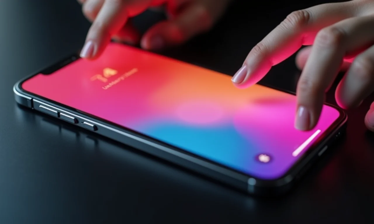 Tela do iPhone Pro exibindo cores vibrantes e rolagem suave.