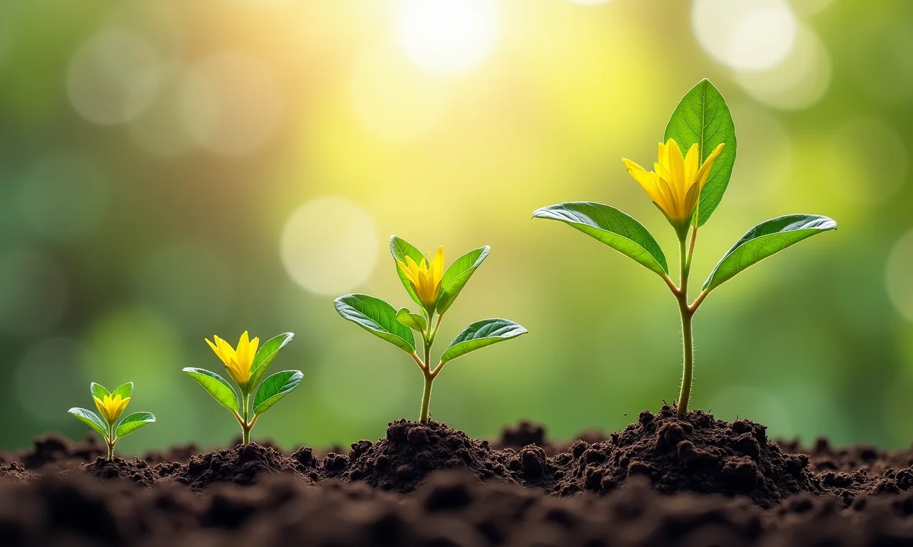 Time-lapse do crescimento do blog, de muda a flor, calendário marcando o lançamento do blog, paisagem brasileira ao fundo.