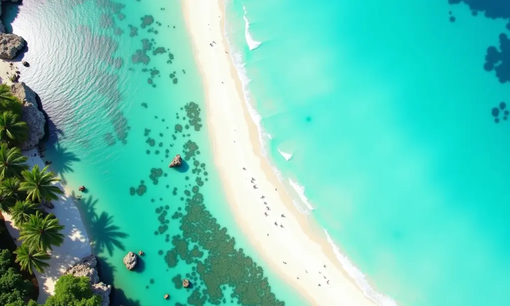 Praias Famosas da Bahia: Guia Vista aérea da costa da Bahia com praias paradisíacas.