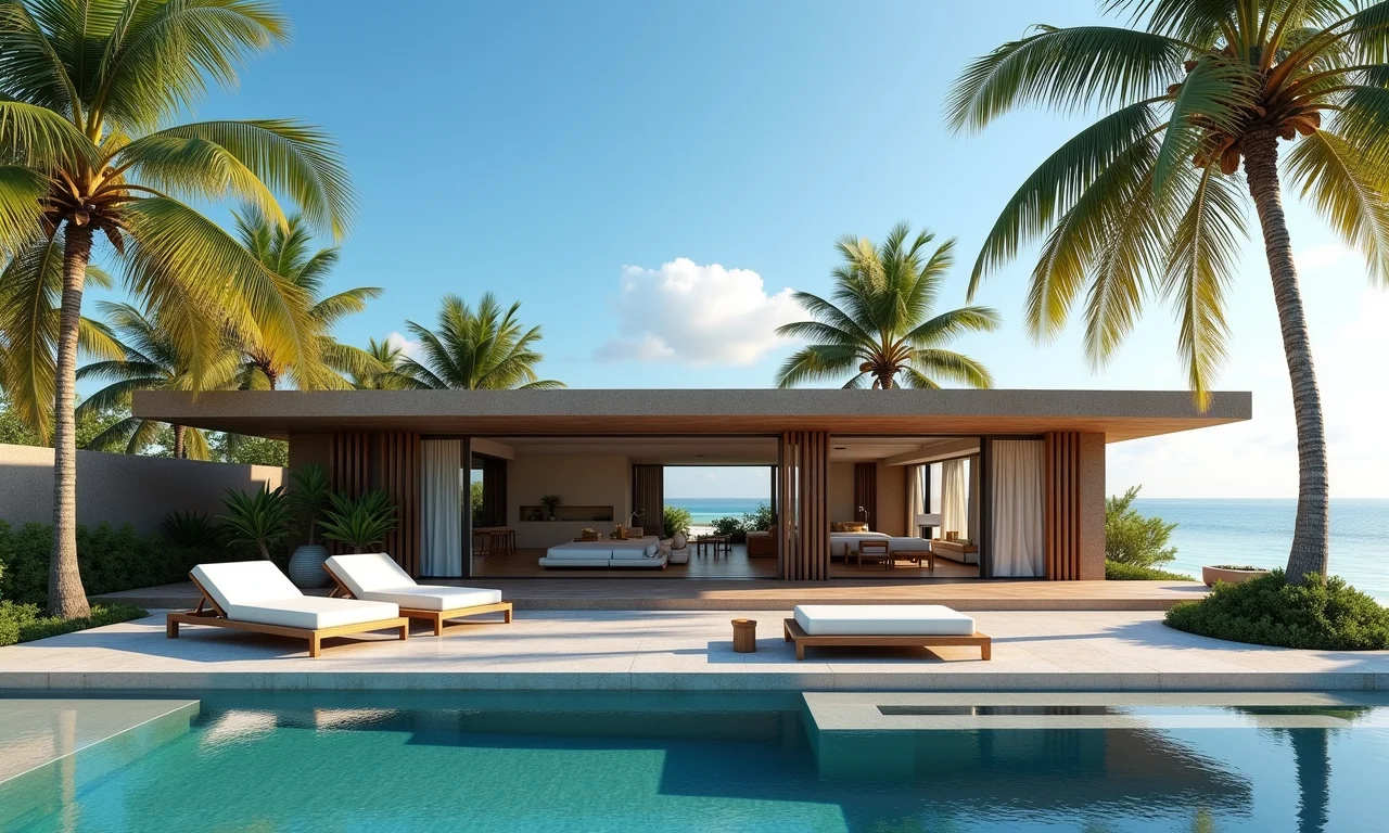 Vista externa da Pousada do Toque, design luxuoso e vista para o mar.