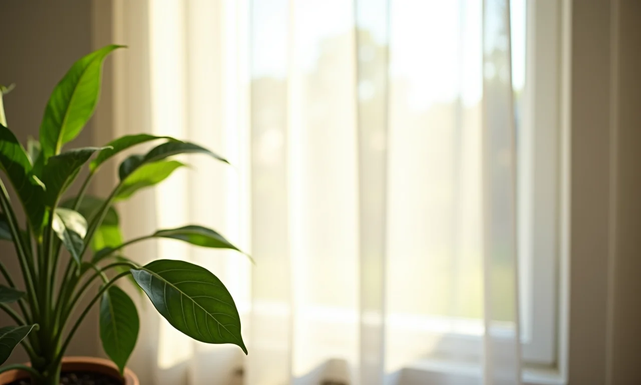 Zamioculca recebendo luz indireta perto da janela.